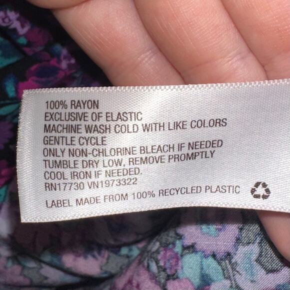 Wild Fable Purple Floral Smocked Long Sleeve Mini Dress Size Large - Picture 7 of 13